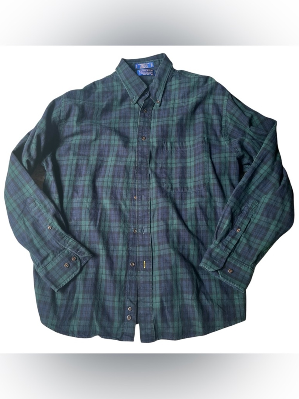 Vintage Sir Pendleton Green & Navy Plaid tartan Button-Up Shirt